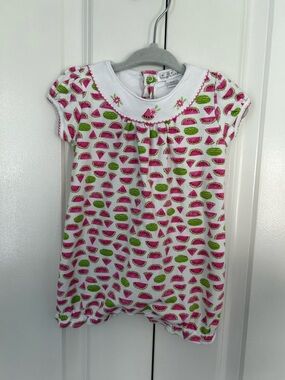 Kissy Kissy baby girl watermelon romper embroidery 6-9 months Pima cotton
